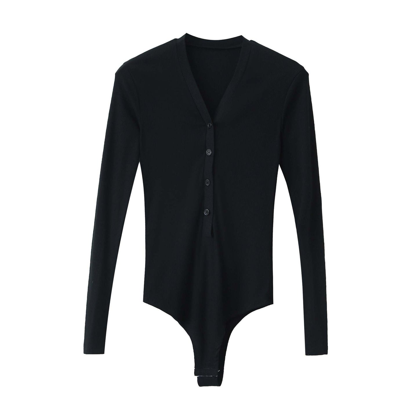 BODYSUIT LONGSLEEVE BUTTONED - BLACK